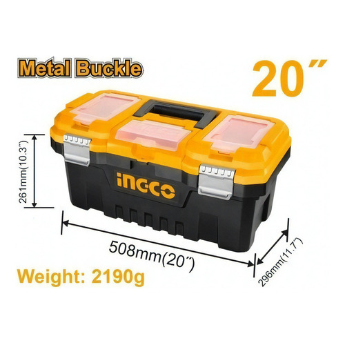 Caja Herramientas 20  Brocheta Metal Ingco Pbx2002 - Smf Color Anaranjado