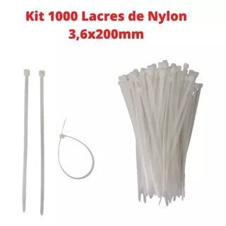 Abraçadeira De Nylon 3,6mm X 200mm - Kit 1000 ]unid Cor Branco