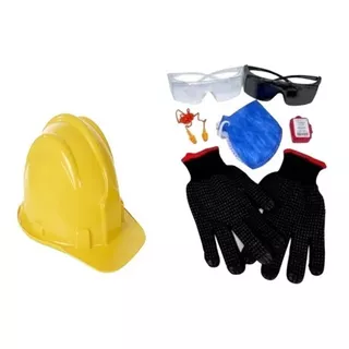 Kit Epis Obra - Capacete + Óculos + Protetor Plug + Luva 