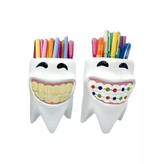 Kit Porta Canetas Escritório Odontológico Dente Molar