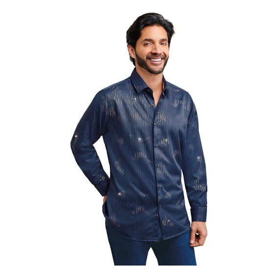 Camisa Azul Con Estampado 965-54