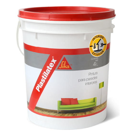 Latex Interior Exterior Antihongos Sika Plastilatex 4 Lt Color Blanco