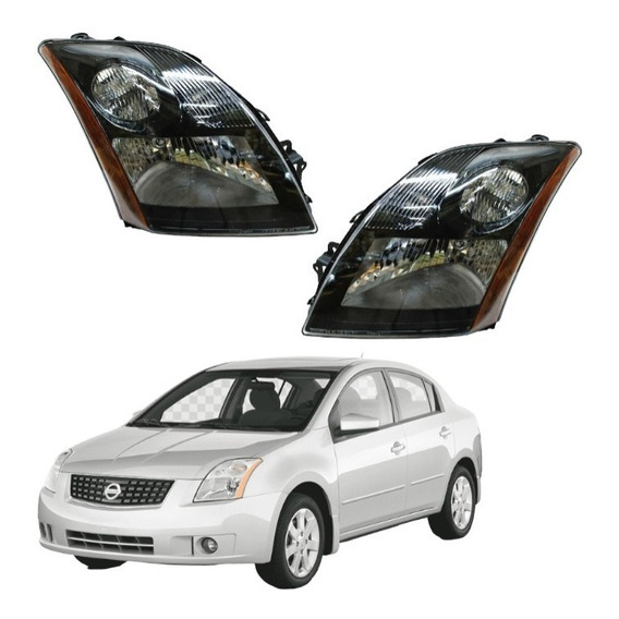 Par De Faros Nissan Sentra 2007 2008 2009 2010 Fondo Negro