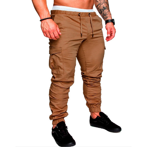 Pantalones Hombre Cargo Bolsillos Casuales Jogger Alpina