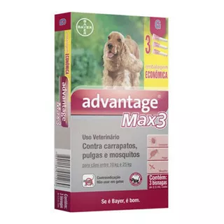 Pipeta Antiparasitário Para Pulga Elanco Advantage Max3 Para Cão De 10kg A 25kg