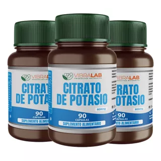 Pack 3 Citrato De Potasio 100% Puro (240 Cápsulas) 800 Mg. Sabor Sin Sabor