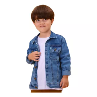 Jaqueta Masculina Infantil Jeans Azul-claro E Azul-escuro