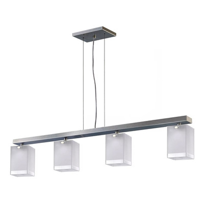 Colgante 2 Luces Acero Vidrio Cuadrado Apto Led E-27 220v 