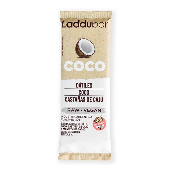 12 Barritas Laddubar Coco Caju 30g Raw Vegana S/ Tacc Kosher