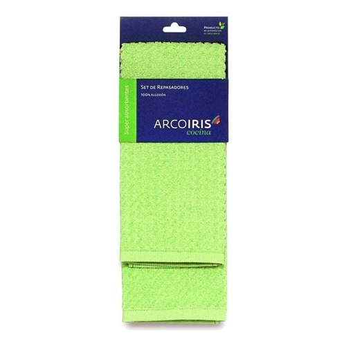 Repasadores Arco Iris Mint 100% Algodón Pack X2 Unidades Color Manzana