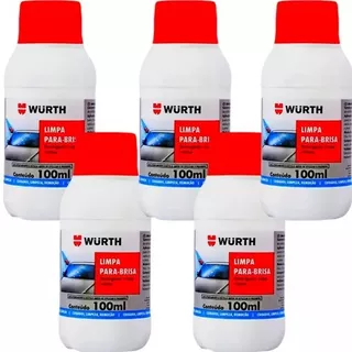 5 Limpa Para Brisa Concentrado Wurth 100ml Detergente Kit