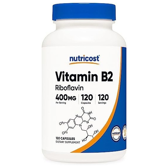 Original Vitamina B2 Nutricost 0.014 Onzas, 120 Cáp