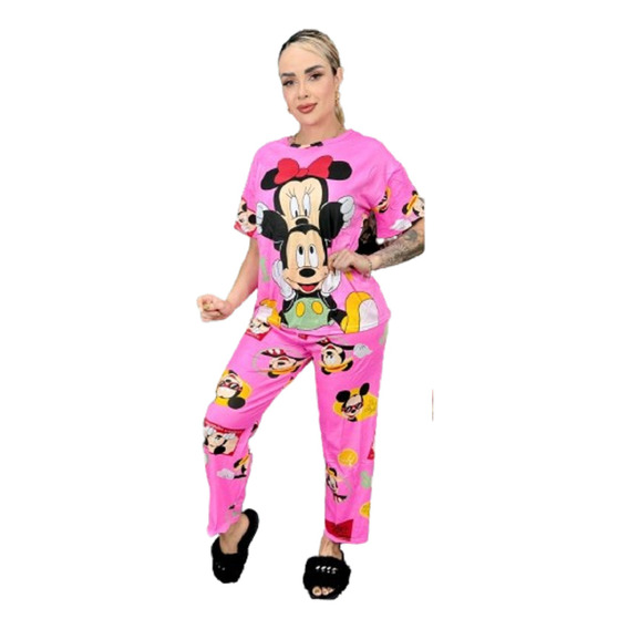 Pijama D´luz Disney Mujer Adultos Algodón  4 Piezas 