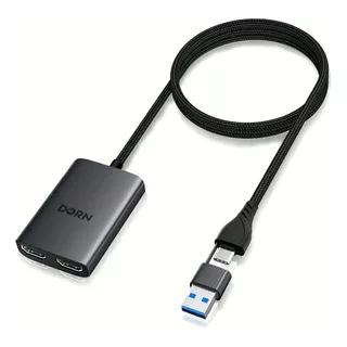 Adaptador Usb 3.0 1x2 Duplo Hdmi P/ Extensor De Tela Windows