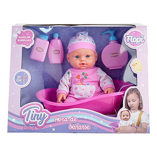 Muñeca Tiny Baby Hora De Bañarse Bebote Sebigus 53730