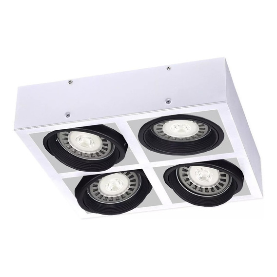 Aplique Plafon Box Ar111 Cardanico 4 Luces Led Blanco Negro