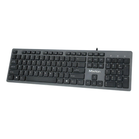 K841, Teclado Alámbrico Usb, Negro, Ultra Delgado Meetion