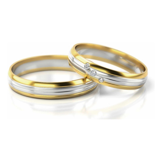 Anillos De Matrimonio Oro Amarillo Y Oro Blanco 14k 5mm