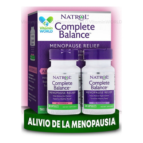 Natrol Balance menopaue relief Completo 60 Capsulas (am 30 Caps Pm 30 Caps) Sabor Sin sabor