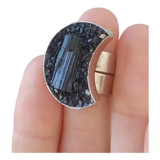 Anillo Luna Piedra Turmalina Negra Corao