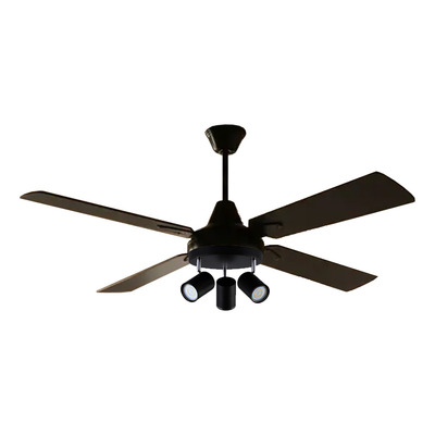 Ventilador De Techo Negro 4 Palas Madera Con Plafon Gu10 Tg