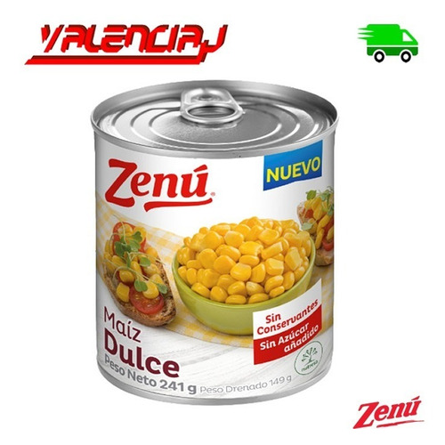 Maiz Dulce Zenu Sin Azucar Añadida 241 Grs X 6 Latas