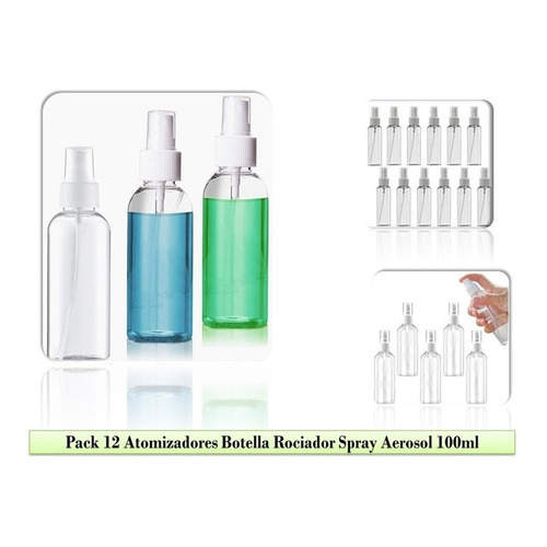 Pack 12 Atomizadores Botella Rociador Spray Aerosol 100ml