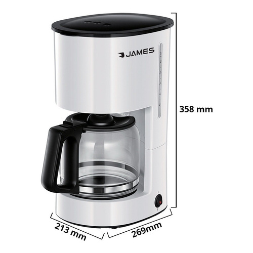 Cafetera James Cfj 980w De Filtro 10 Tazas 1.25 Litros Nnet Color Blanco