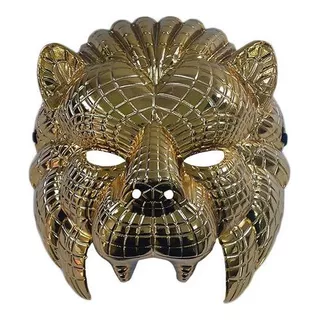 Máscara Leão Dourado Metalizada Round 6 Vip Festa Fantasia