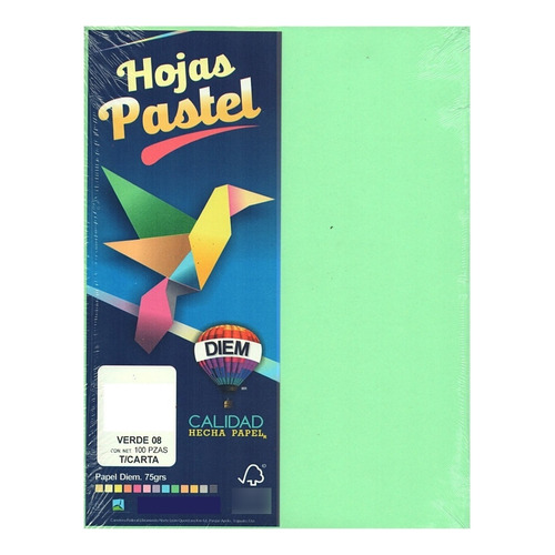 100 Hojas De Papel De Color Tamaño Carta Manualidades Color Verde pastel