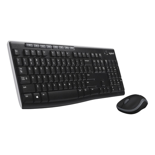 Kit de teclado y mouse inalámbrico Logitech MK270 Inglés US de color negro