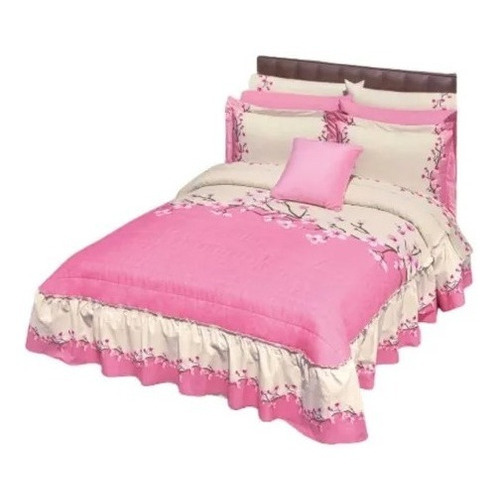 Colcha Matrimonial Rosa con fundas para almohada, diseño Flor de Cerezo Colchas Concord