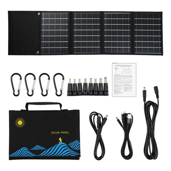 Panel Solar De 30w Plegable Con Cargador Solar Dual Usb+dc