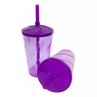 100 Copos Twister Tampa E Canudo 500ml Black Friday Cor Roxo Néon