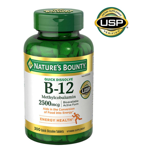 Vitamina B-12  2500 Mcg Natures Bounty 300 Unidades Usa Sabor Sabor