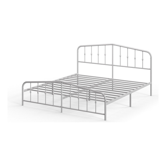 Base De Cama Metal Blanca Heidi Zinus 2 Plazas 150x190x30cm Color Blanco