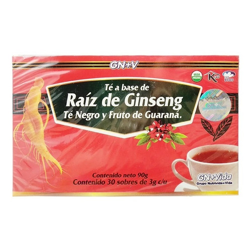 Té De Raíz De Ginseng Té Negro Té Guaraná 30 Sobres Gn+vida®