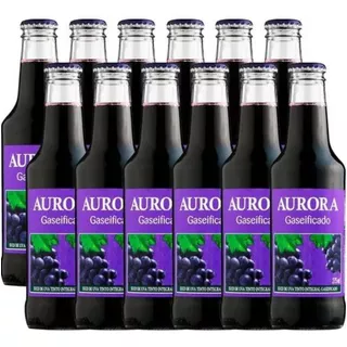 Kit 12 Suco Gaseificado Integral Uva Tinto Aurora 275ml