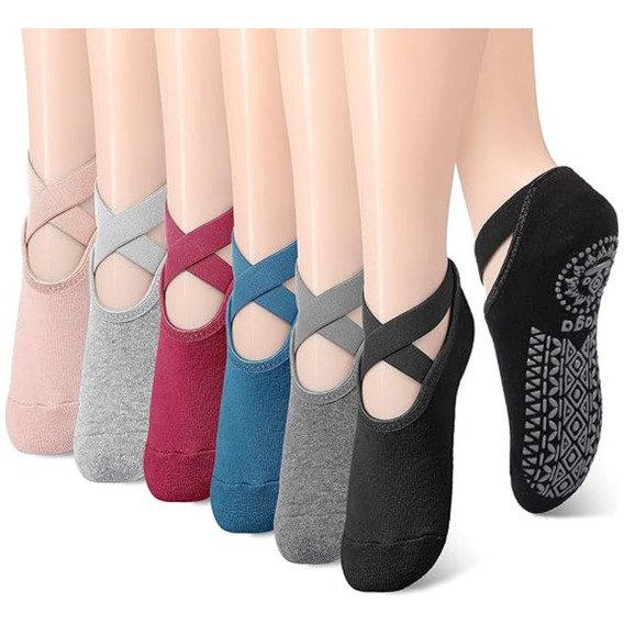 Calcetines Antideslizantes Yoga Pilates Set 6 Pares