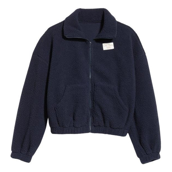 Polar Mujer Old Navy Oversized Con Cierre Logo Azul Marino