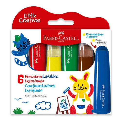 Marcador Extra Jumbo Little Creatives X6 Faber Castell Color Multicolor