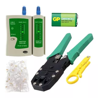 Kit Ponchadora Tester Pela Cable 50 Conectores Rj45