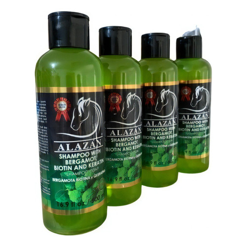  Shampoo De Bergamota Alazán, De Uso Humano 500 Ml Pack 4 Pz