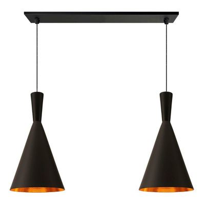 Colgante 2 Luces Beat Tall Negro Cobre Cocina Tom Dixon