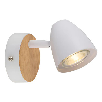 Aplique 1 Luz Blanco Madera Apto Led Gu10 U1912 Mks Blanco/madera