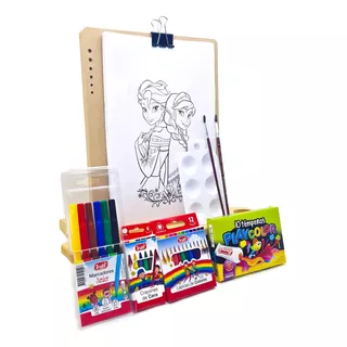 Kit Arte Niños Set Infantil + Dibujos Para Colorear Disney