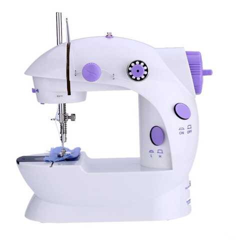 Máquina De Coser SM-202A Recta Mini Color Blanca Y Violeta 220v Compacta