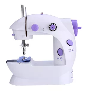 Máquina De Coser Sm-202a Recta Mini Color Blanca Y Violeta 220v Compacta