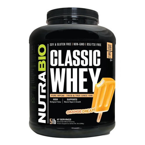 Classic Whey 100% Protein Pure - Nutrabio- 5 Lbs Sabor Orange Dream