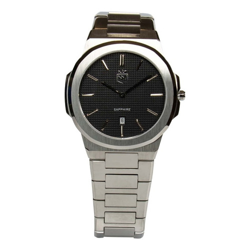 Reloj Sapphire Silver Black By Noblemen Correa Plateado Bisel Plateado Fondo Negro